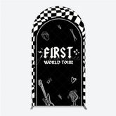 Aperturee - Aperturee First World Tour Rock Star Birthday Arch Backdrop Black and White Checkered Music Theme Band Photo Booth Decor